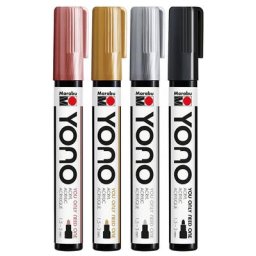 Marabu YONO Marqueurs acryliques, couleurs métallisées, 4 pièces