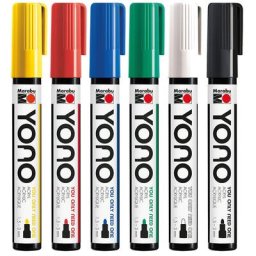 Marabu YONO Marqueurs acryliques, couleurs primaires, 6 pièces