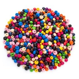 Perles en bois, multicolore, 6 - 8 mm, 50 g