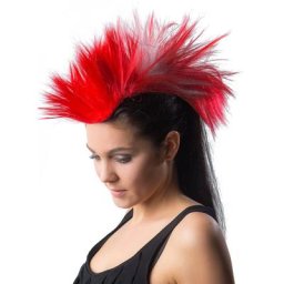 Crête de punk, rouge/blanc