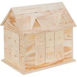 Calendrier de l'Avent ""maisonnette"", en bois, 33,5 x 22 x 31,5 cm