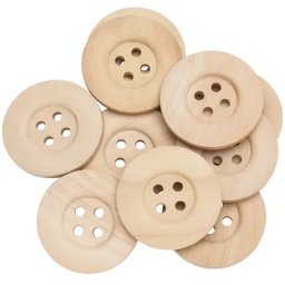 Boutons en bois brut, 4 cm Ø, 15 pièces
