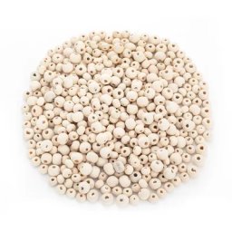 Perles en bois, écru, 6–8 mm Ø, 50 g