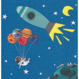 Serviettes en papier ""astronaute"", 33 x 33 cm, 20 pièces