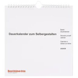 buttinette Calendrier perpétuel à réaliser soi-même, blanc, 23 x 24 cm