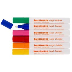 buttinette Marqueurs acryliques, couleurs primaires, épaisseurs : 4 mm / 1–5 mm
