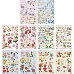 Set de motifs pour cartes 3D ""fleurs"", format A4, 10 pièces