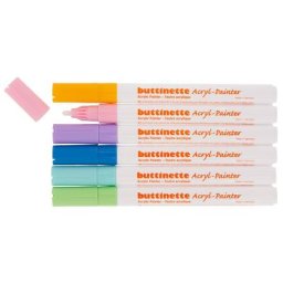 buttinette Marqueurs acryliques, tons pastel, épaisseur : 2 mm