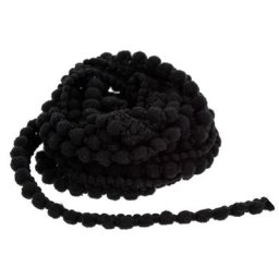 Galon de pompons, noir, 8 mm, 5 m