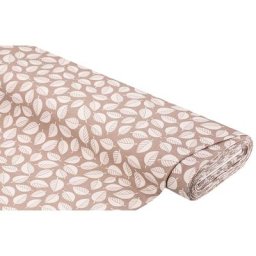 Tissu sweat-shirt ""feuilles"", taupe/multicolore