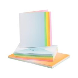 Cartes doubles et enveloppes ""dégradé de couleurs"", A6/C6, 50 pièces