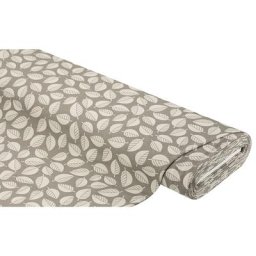Tissu sweat-shirt ""feuilles"", gris/multicolore