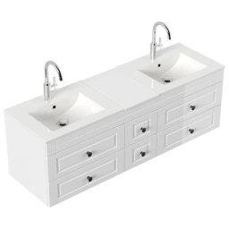 Meuble salle de bain Roma XL Cottage double vasque Blanc brillant
