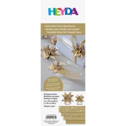 Bandes de papier pour étoiles de Fröbel, doré-blanc, 96 bandes