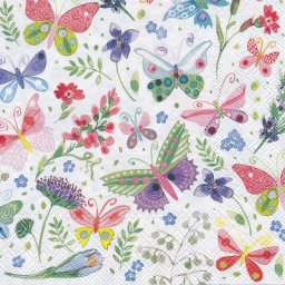 Serviettes en papier ""papillons"", 33 x 33 cm, 20 pièces