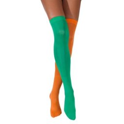 Chaussettes hautes dépareillées, vert/orange
