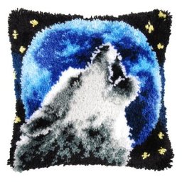 Devant de coussin au point noué ""loup