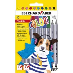 Set de feutres, multicolore, 10 feutres, 2 pointes différentes