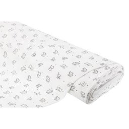 Tissu mousseline / double-gaze bio ""éléphant"", écru/noir