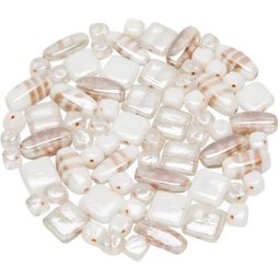 Perles en verre, blanc, 10–22 mm, 150 g
