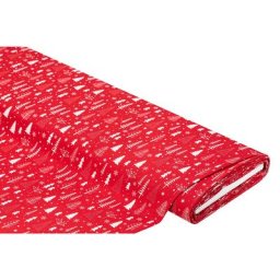 Tissu coton ""arbres/cristaux"", rouge foncé/blanc