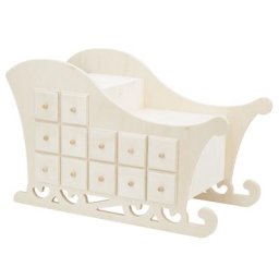 Calendrier de l'Avent ""luge"", en bois, 39,5 x 19 x 25 cm