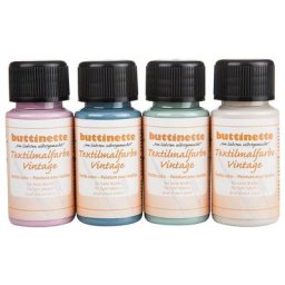 buttinette Set de peintures pour textiles ""Vintage"", 4x 50 ml