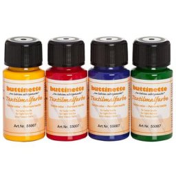 buttinette Set de peintures pour textiles ""couleurs primaires"", 4x 50 ml