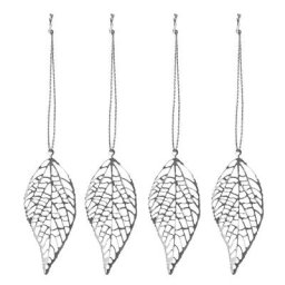 Feuilles argentées en métal à suspendre, 6 cm, 8 pièces