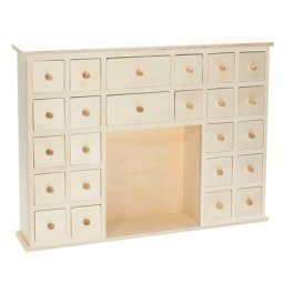Calendrier de l'Avent en bois brut, 41,5 x 7 x 30,5 cm