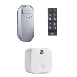 Pack serrure connectée linus yale, clavier code et passerelle wifi - gris