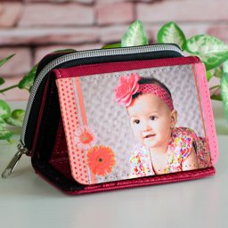 Fényképes virágos pénztárca, piros