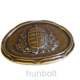 Ovális világos bronz koszorús címeres övcsat (8X6,5 cm)
