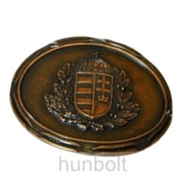 Ovális sötét bronz koszorús címeres övcsat (8X6,5 cm)