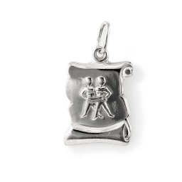 Ezüst pergamen lapmedál - Gemini (Ikrek) 925‰-es