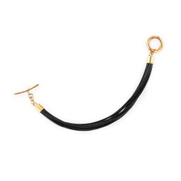 Ezüst és bőr karkötő, 18 cm 925‰-es