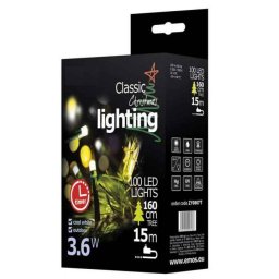 KARÁCSONYI 100 LED-ES KÜLTÉRI FÉNYFŰZÉR, HIDEG FEHÉR, 10m, 3,6W
