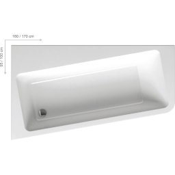 Akrilkád 10° 160x95 balos fehér