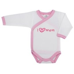 Vicces, feliratos hosszú ujjú body - I love mom - 56 cm