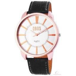 Qbos bőrszíjas férfi karóra - rose-gold