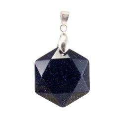 Fazettált hexagon napkő, éjkő medál