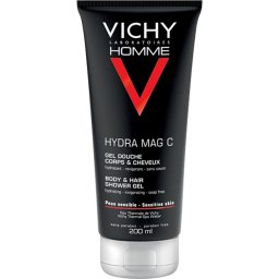 Vichy Homme Hydra Mag C frissítő, hidratáló tusfürdő testre és hajra 200 ml