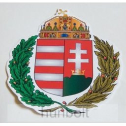 Koszorús címeres matrica 2x2,5 cm