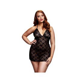 Baci Plus Size - Nyakpántos Babydoll, Fekete