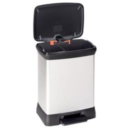 Pedálos szemetes, műanyag, duo, 10+18 l, CURVER, szürkefekete