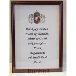Asztalra tehető és falra akasztható üveglapos képkeretes Hiszek egy.. 21X30 cm