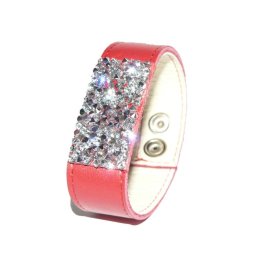 BŐR KARKÖTŐ SWAROVSKI KRISTÁLLYAL - red