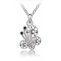 Fehér kristályos pillangós nyaklánc