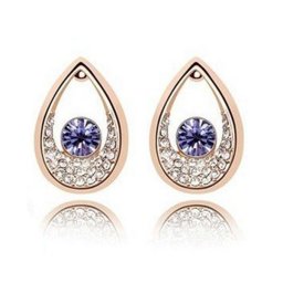 Lila kristályos csepp fülbevaló