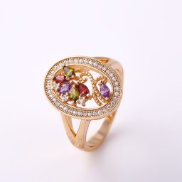 Cirkónia virágokkal díszített, 18k gold filled gyűrű